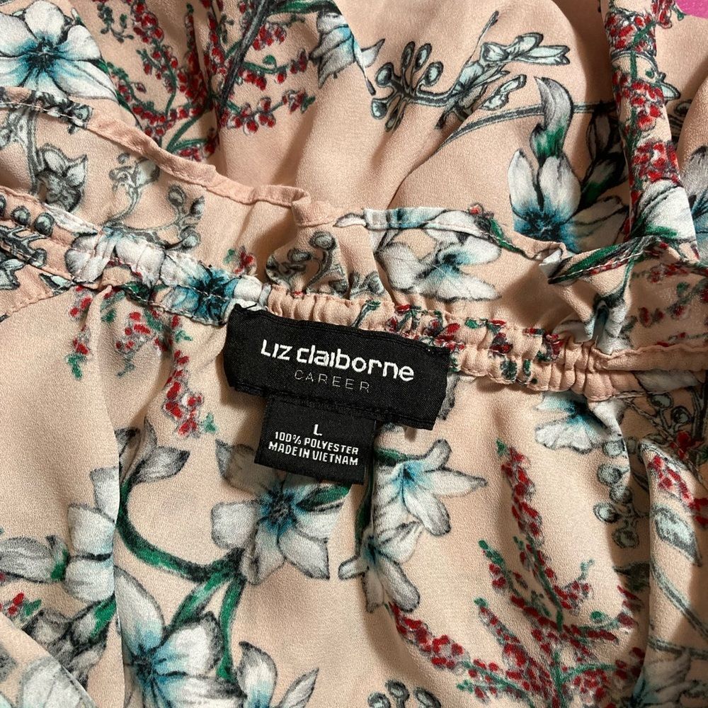 Liz Claiborne Career pink floral blouse - Picture 2 of 9
